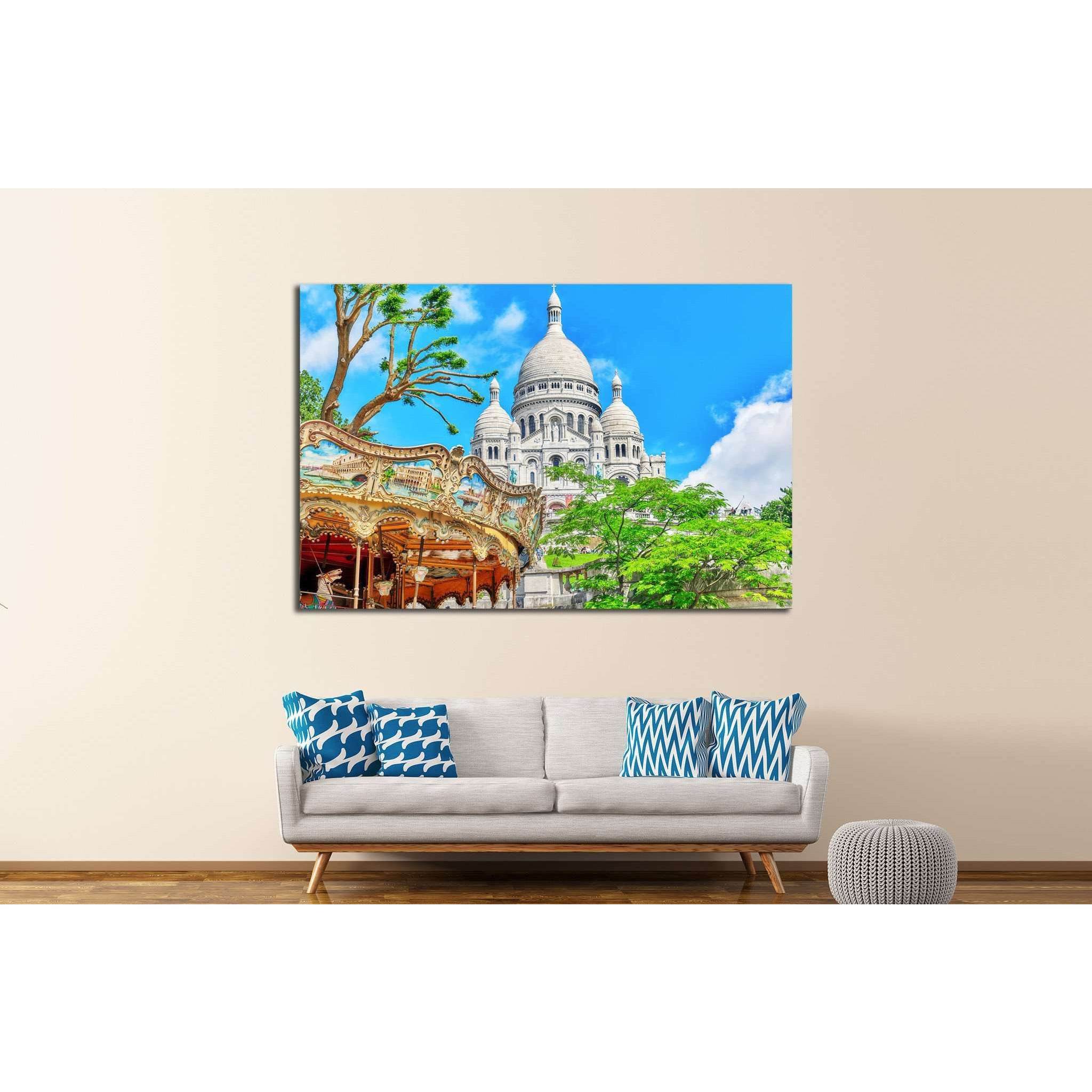Sacre Coeur Cathedral on Montmartre Hill, Paris, France №1246 Ready to Hang Canvas Print