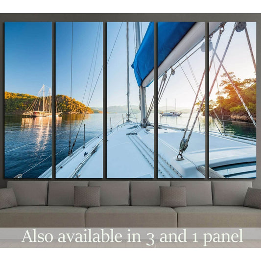 Sailing boats anchored in calm bay. Aegean Sea, Turkey №1412 Ready to Hang Canvas PrintCanvas art arrives ready to hang, with hanging accessories included and no additional framing required. Every canvas print is hand-crafted, made on-demand at our worksh