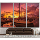 sailing boats docked at the Ala Wai Harbor, Oahu, Hawaii №1907 Ready to Hang Canvas Print