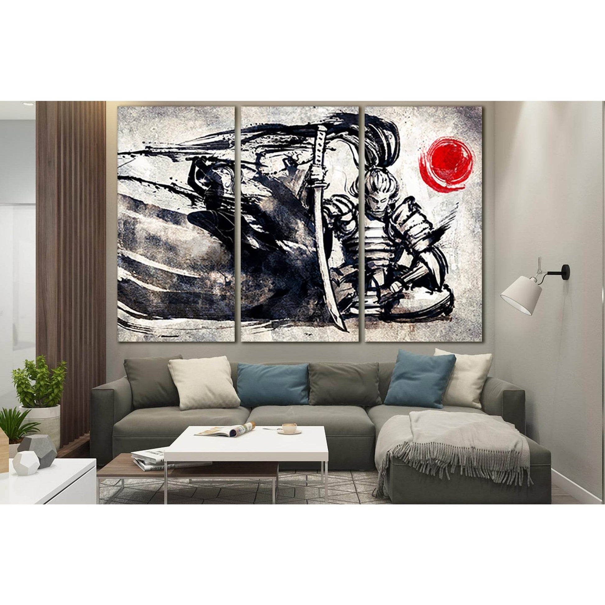 Samurai Sits In A Meditative Pose №SL1243 Ready to Hang Canvas Print - Zellart Canvas Prints 0new, ALL_Products, Fantasy And Sci Fi Wall Art