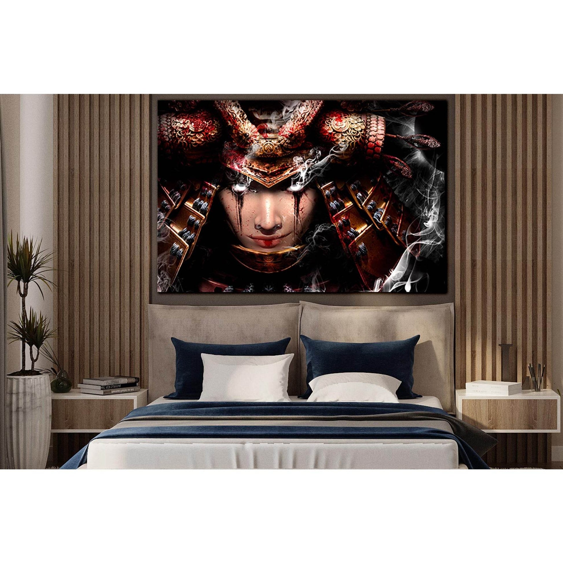 Samurai Woman With White Eyes №SL1254 Ready to Hang Canvas Print - Zellart Canvas Prints 0new, ALL_Products, Fantasy And Sci Fi Wall Art