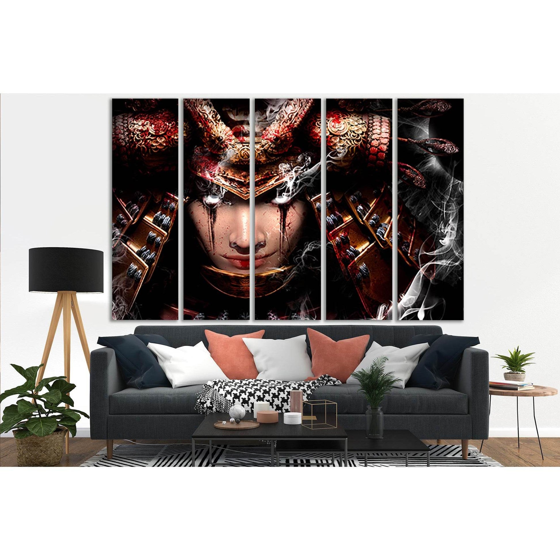 Samurai Woman With White Eyes №SL1254 Ready to Hang Canvas Print - Zellart Canvas Prints 0new, ALL_Products, Fantasy And Sci Fi Wall Art