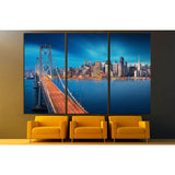 San Francisco, Bay Bridge in foreground №1657 Ready to Hang Canvas Print