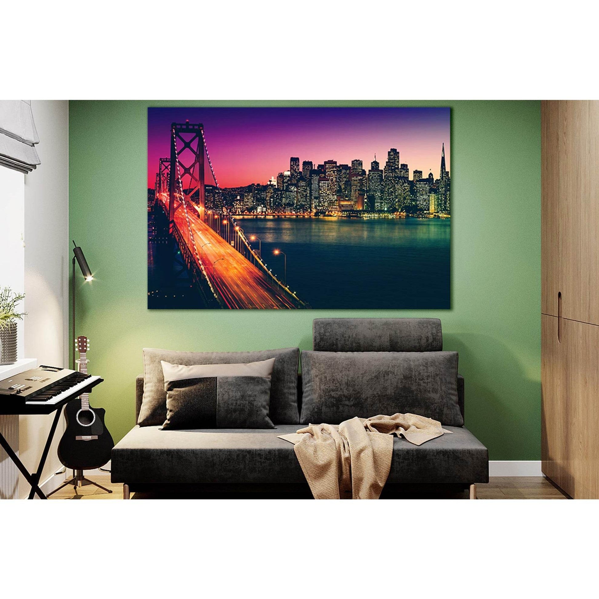 San Francisco Bridge Golden Gate №SL1469 Ready to Hang Canvas Print - Zellart Canvas Prints 0new, ALL_Products, CITYSCAPES & SKYLINES