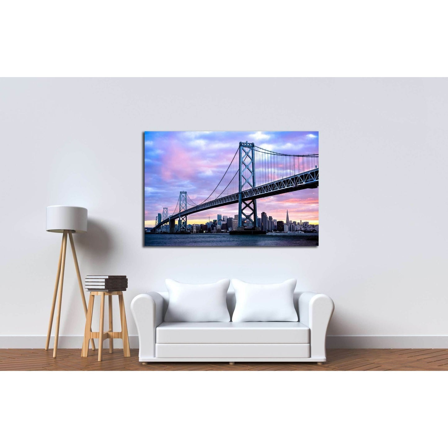 San Francisco-Oakland Bay Bridge and San Francisco Skyline, California, USA №2728 Ready to Hang Canvas Print - Zellart Canvas Prints ALL_Products, s-2728