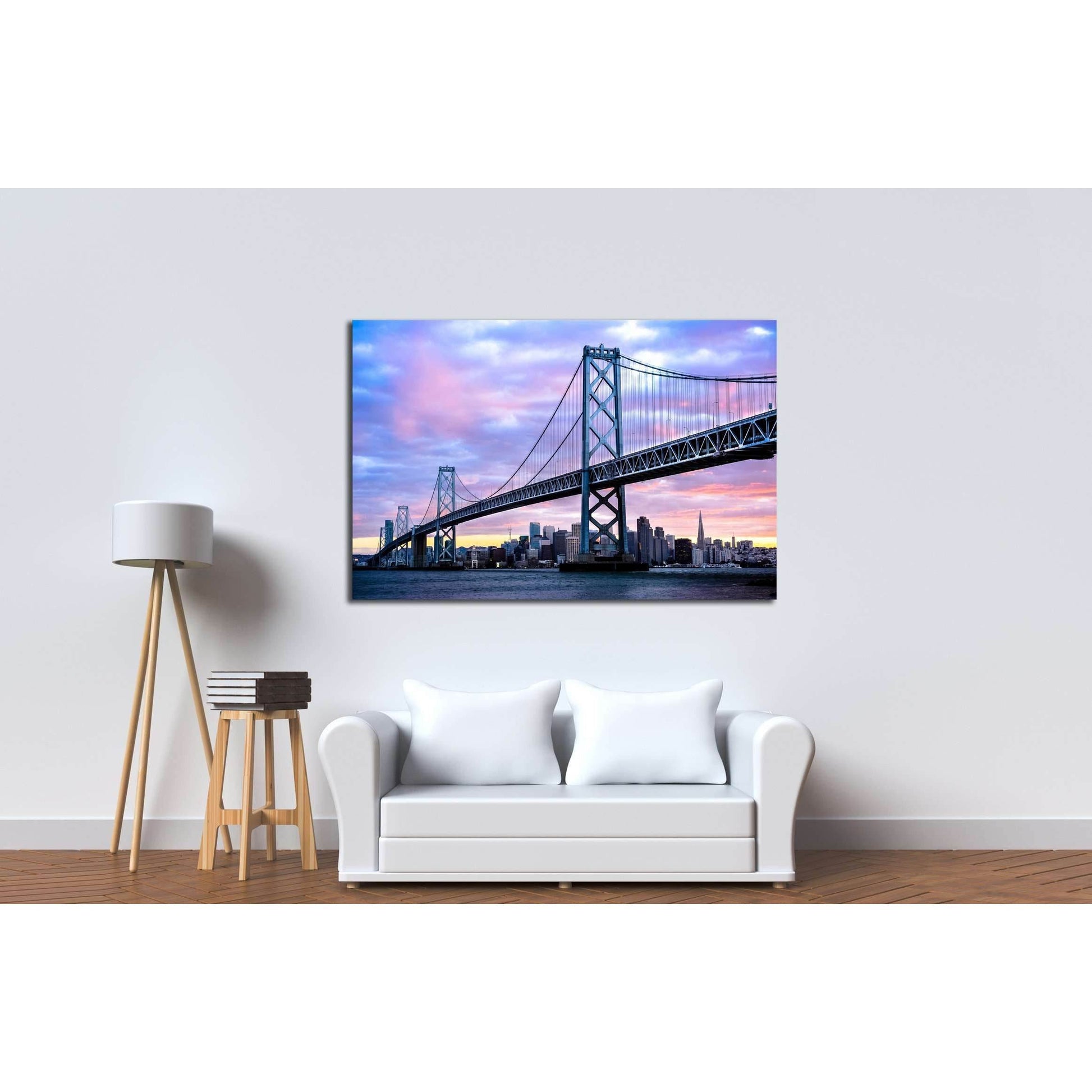 San Francisco-Oakland Bay Bridge and San Francisco Skyline, California, USA №2728 Ready to Hang Canvas Print - Zellart Canvas Prints ALL_Products, s-2728