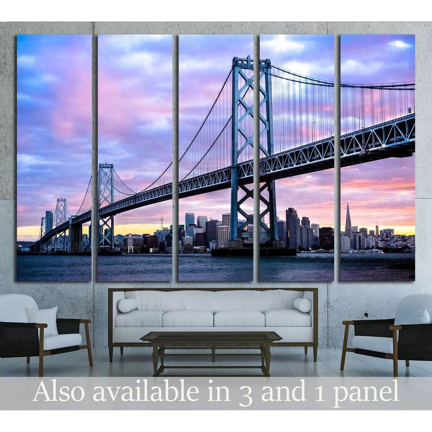 San Francisco-Oakland Bay Bridge and San Francisco Skyline, California, USA №2728 Ready to Hang Canvas Print - Zellart Canvas Prints ALL_Products, s-2728
