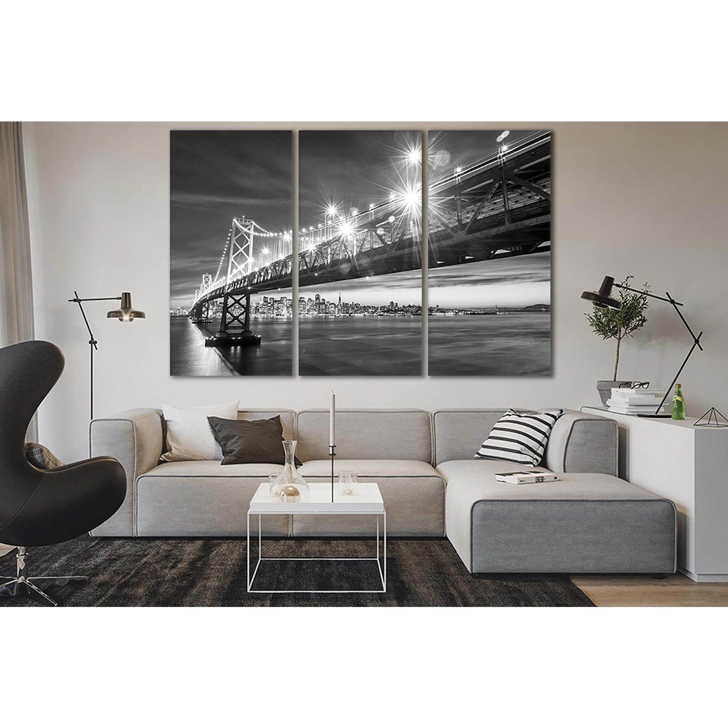 San Francisco Oakland Bay Bridge №SL374 Ready to Hang Canvas Print - Zellart Canvas Prints 0new, ALL_Products, Cityscapes & Skylines