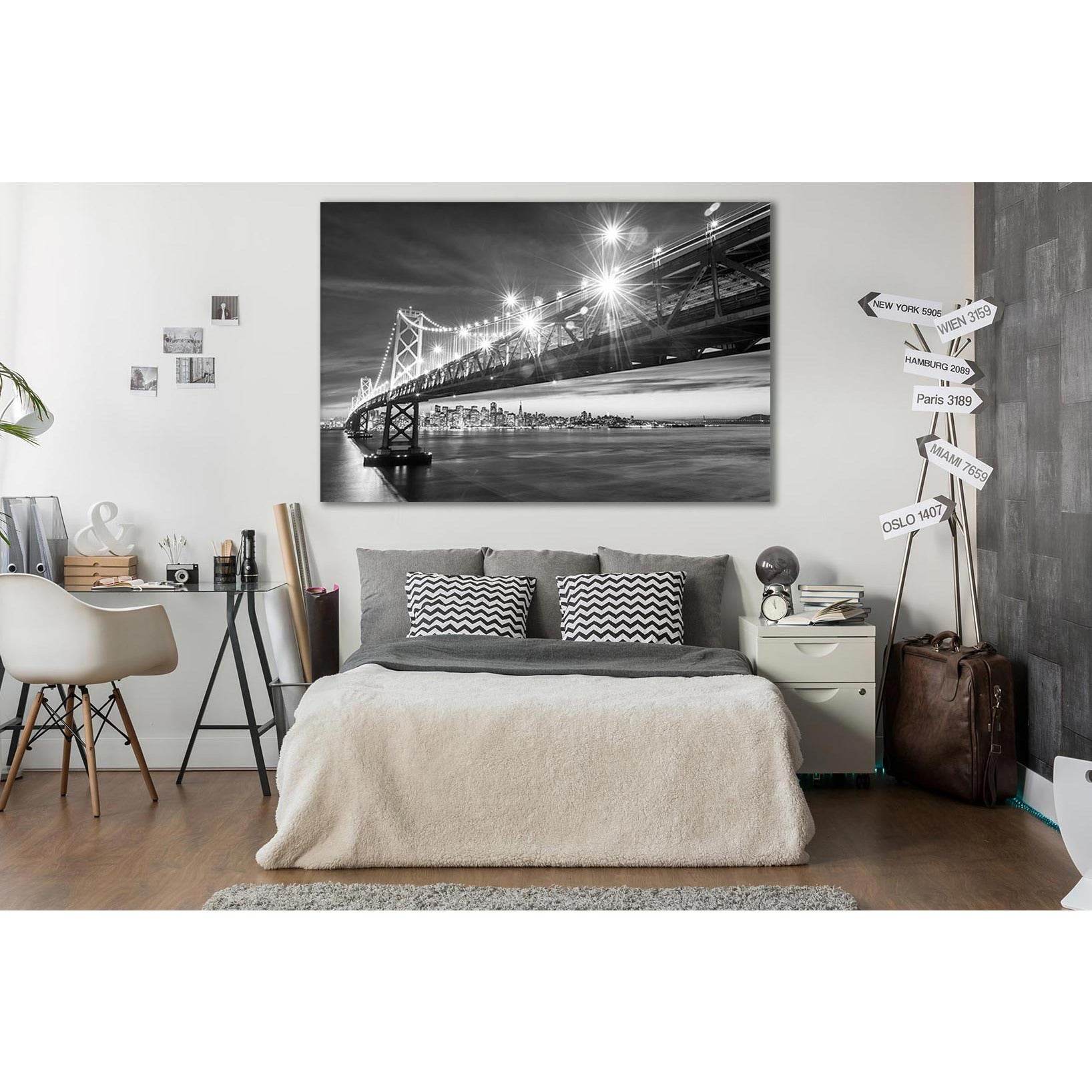 San Francisco Oakland Bay Bridge №SL374 Ready to Hang Canvas Print - Zellart Canvas Prints 0new, ALL_Products, Cityscapes & Skylines