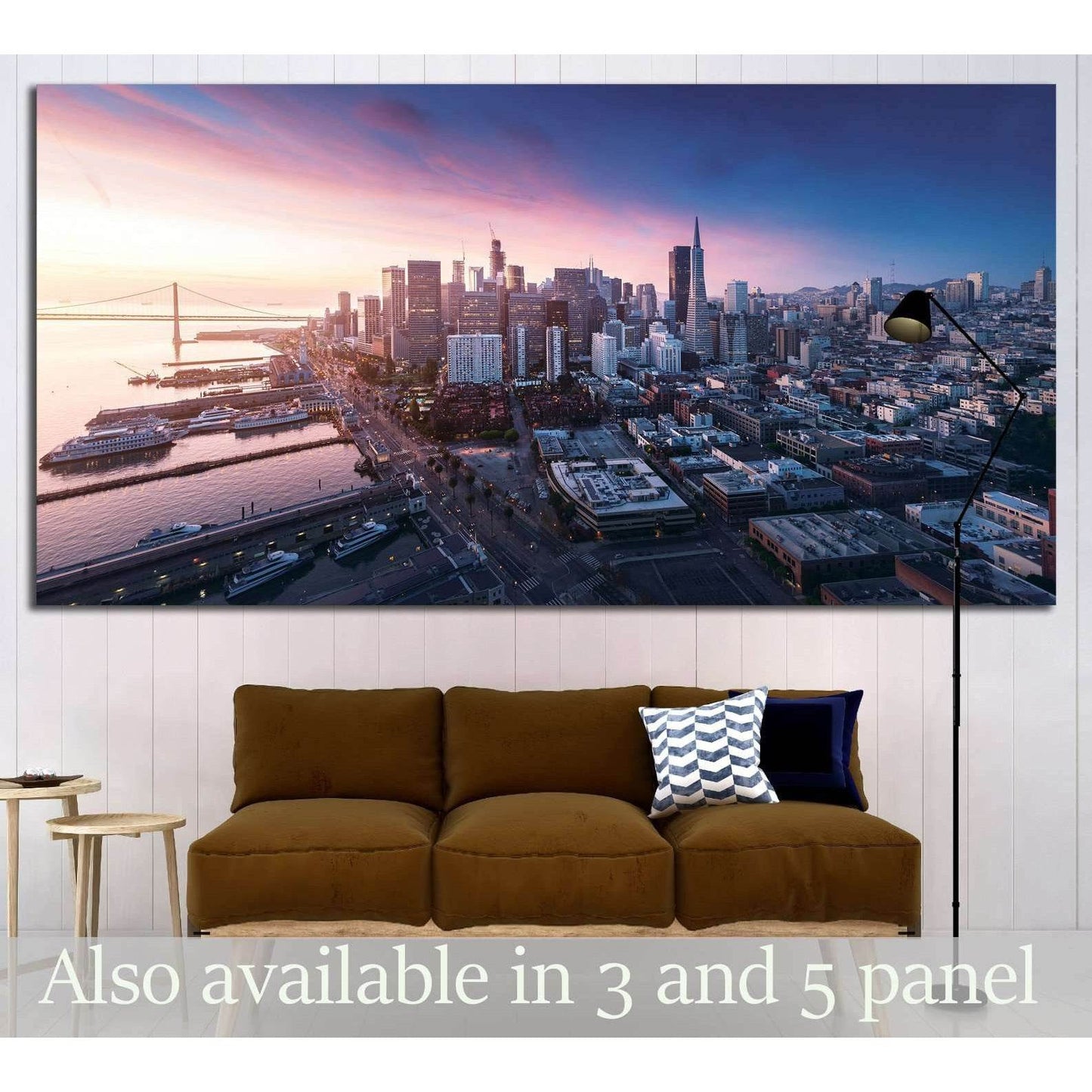 San Francisco panorama at sunrise with waterfront and downtown №1658 Ready to Hang Canvas Print - Zellart Canvas Prints ALL_Products, s-1658