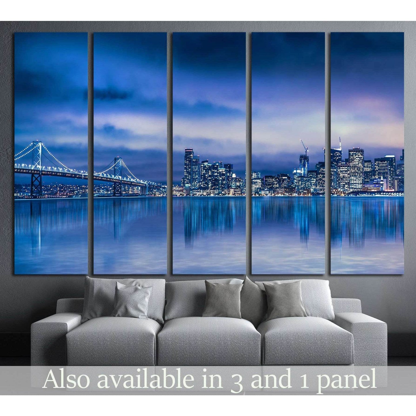 San Francisco skyline and Bay Bridge №1106 Ready to Hang Canvas Print - Zellart Canvas Prints ALL_Products, s-1106