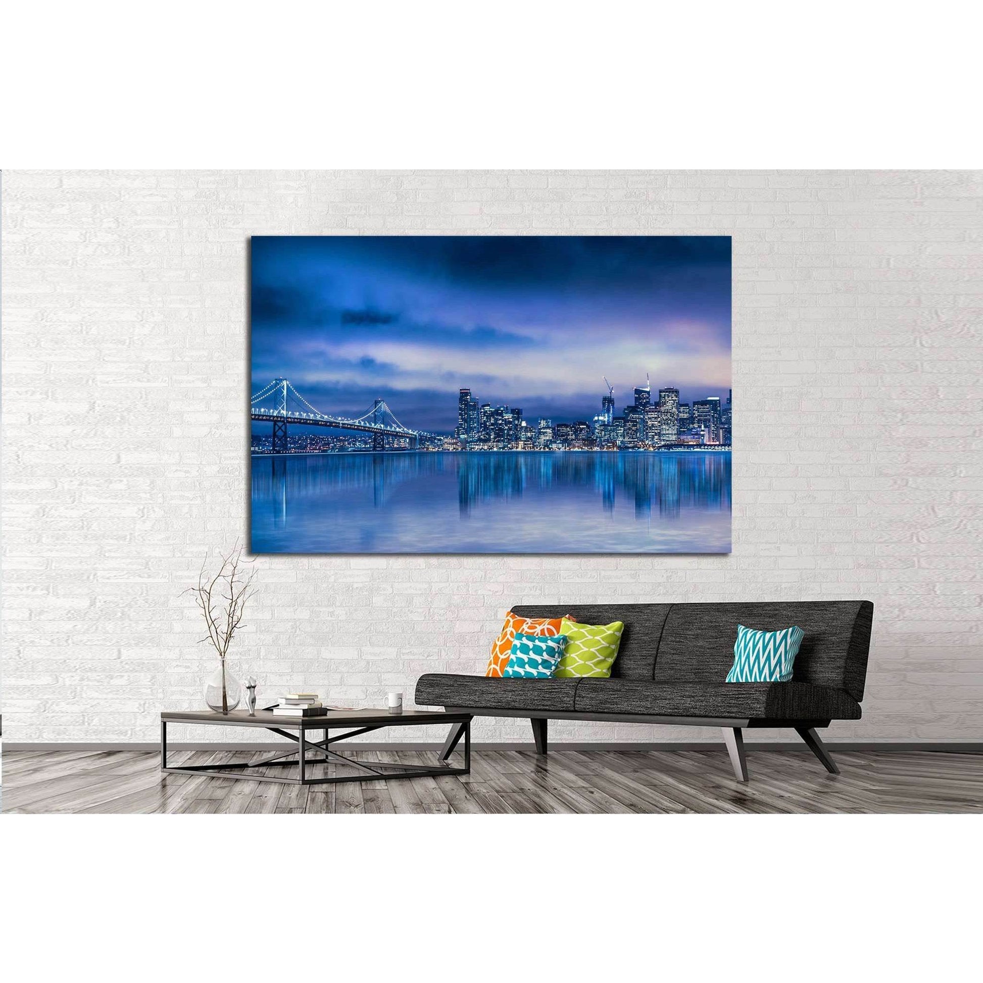 San Francisco skyline and Bay Bridge №1106 Ready to Hang Canvas Print - Zellart Canvas Prints ALL_Products, s-1106