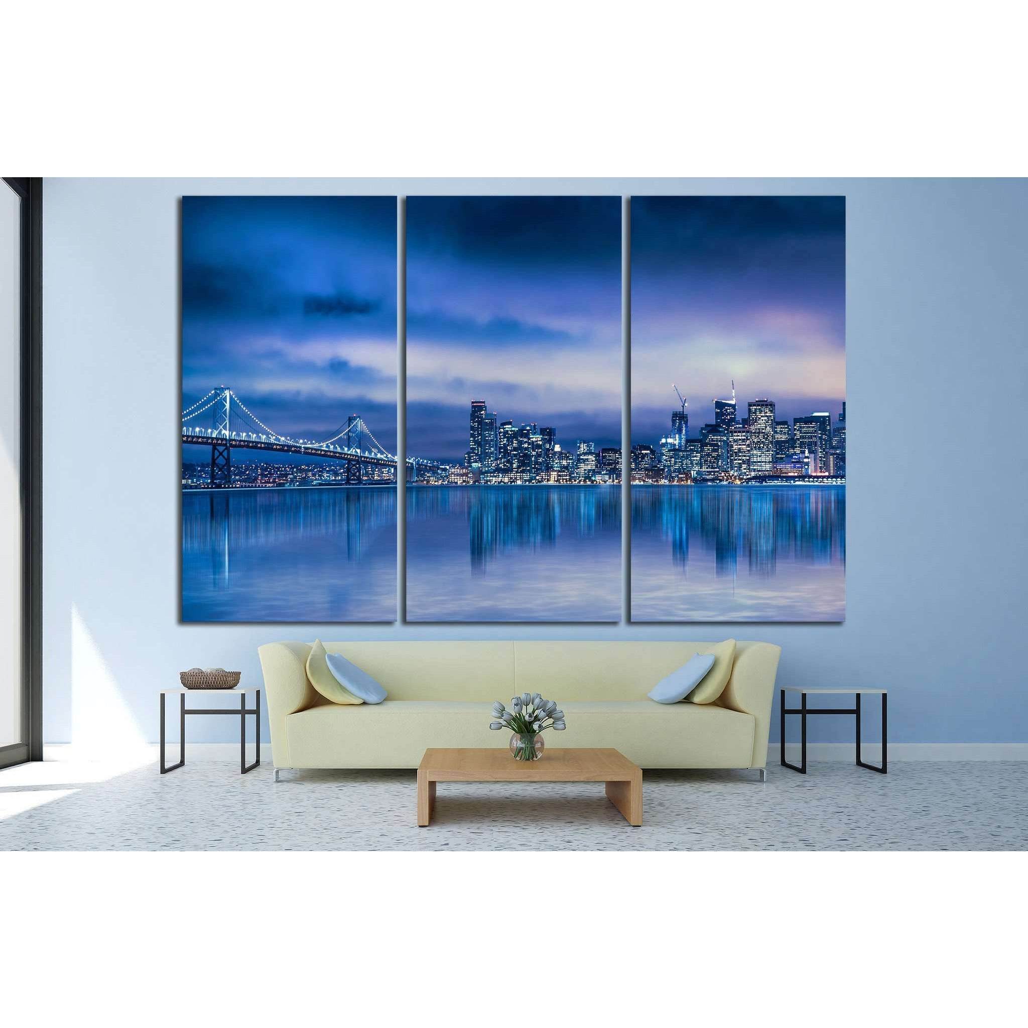 San Francisco skyline and Bay Bridge №1106 Ready to Hang Canvas Print
