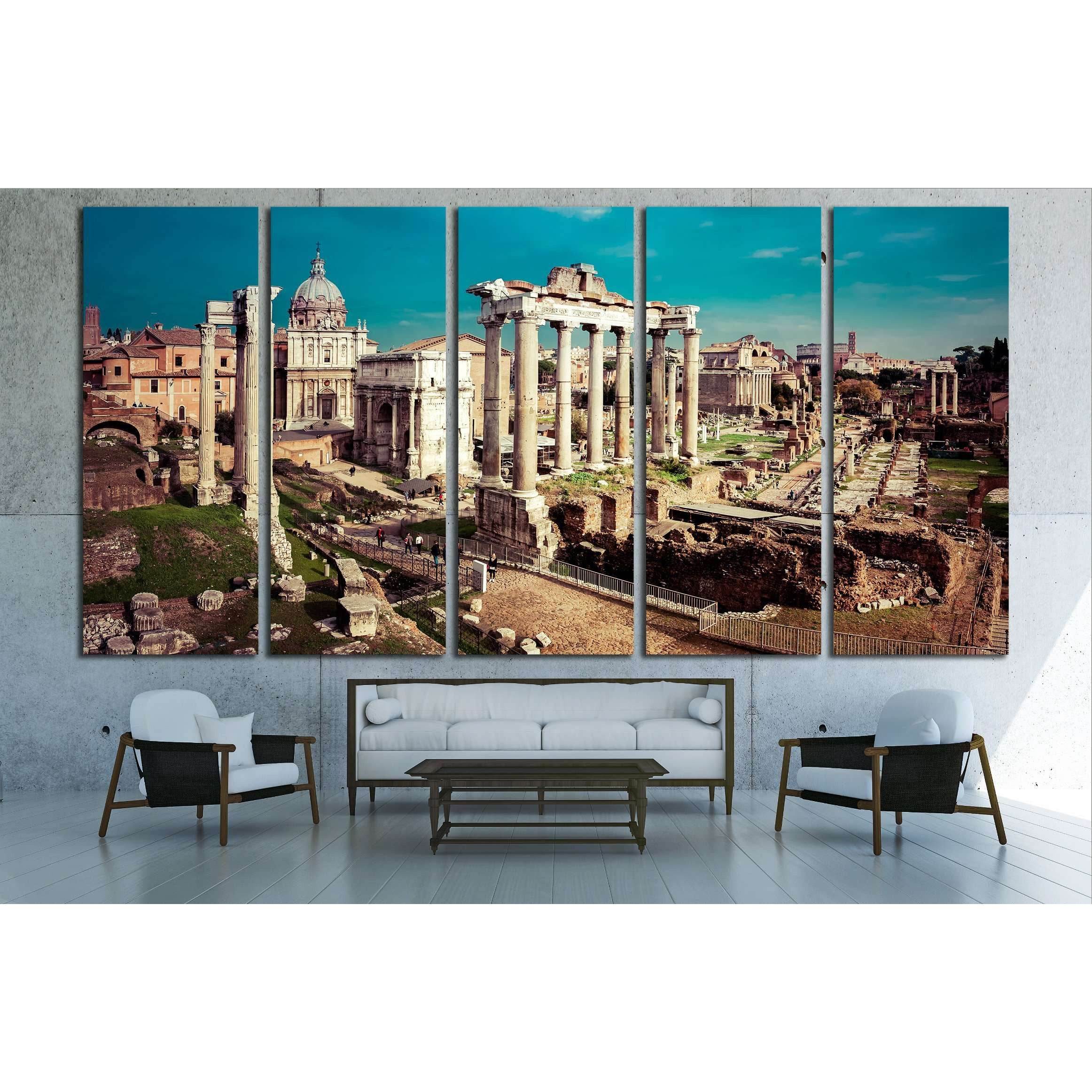 Temple of Saturn Rome Canvas Print - Panoramic Roman Forum - Zellart