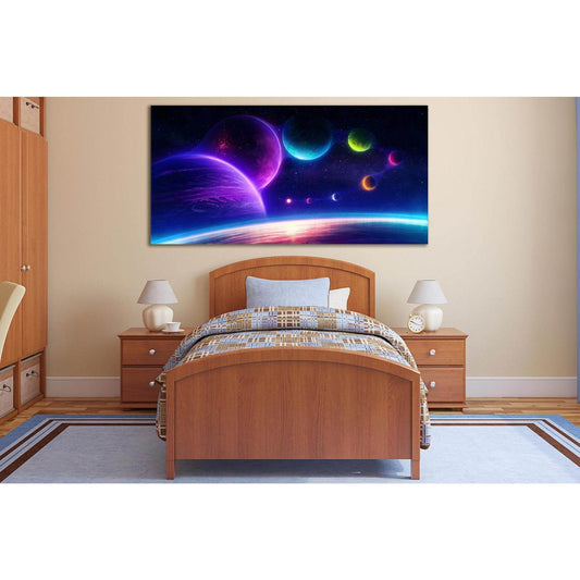 Sci Fi Planets №SL430 Ready to Hang Canvas Print - Zellart Canvas Prints 0new, ALL_Products, Astronomy & Space Canvas Wall Art