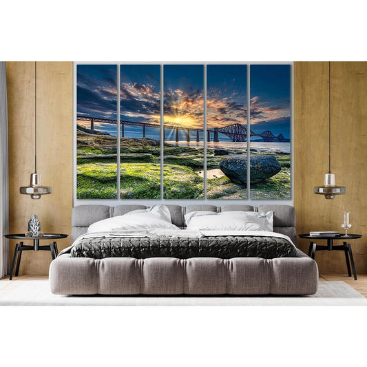 Scotland Forth Bridge At Sunrise №SL1097 Ready to Hang Canvas Print - Zellart Canvas Prints 0new, ALL_Products, Bridges Wall Art