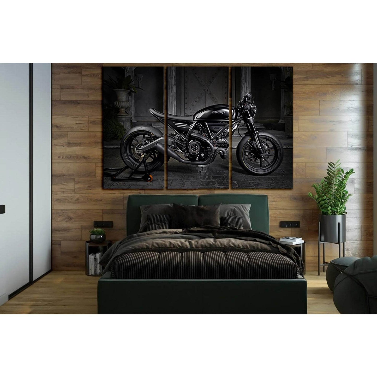 Scrambler Black Custom Bikes №SL1442 Ready to Hang Canvas Print - Zellart Canvas Prints 0new, ALL_Products, Engine