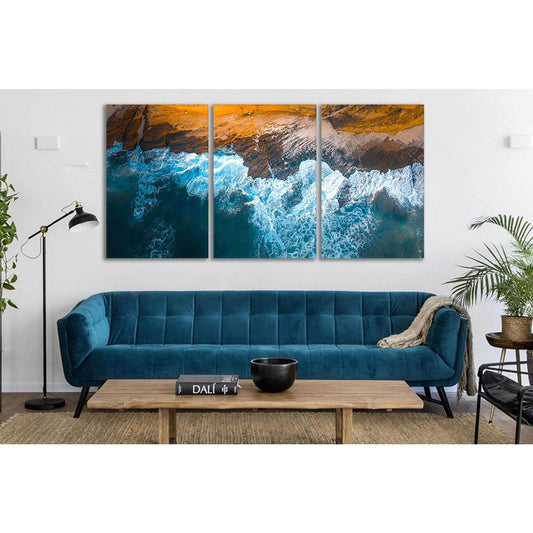 Sea Breaks Into The Stones №SL43 Ready to Hang Canvas Print - Zellart Canvas Prints 0new, ALL_Products, Beach Ocean & Waves