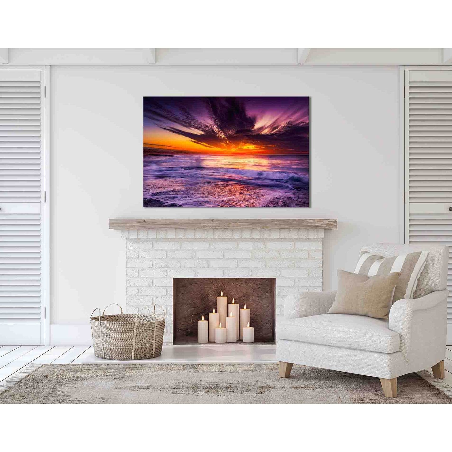Sea landscape images №D1217 Ready to Hang Canvas Print - Zellart Canvas Prints 0new, ALL_Products, Sunrise & sunset wall art