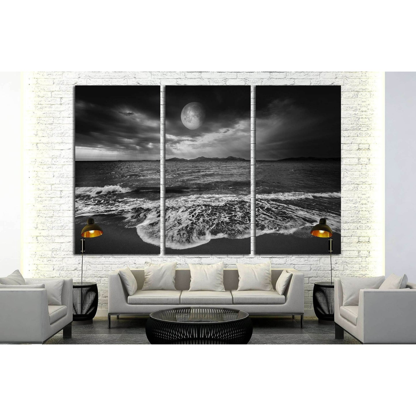 sea landscape with moon №2859 Ready to Hang Canvas Print - Zellart Canvas Prints ALL_Products, s-2859