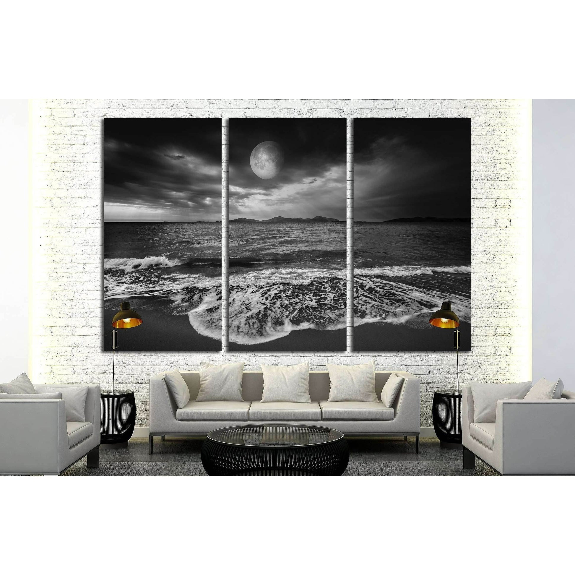 sea landscape with moon №2859 Ready to Hang Canvas Print - Zellart Canvas Prints ALL_Products, s-2859