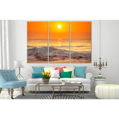 Sea Sun And White Wave №SL286 Ready to Hang Canvas Print - Zellart Canvas Prints 0new, ALL_Products, SUNRISE & SUNSET WALL ART