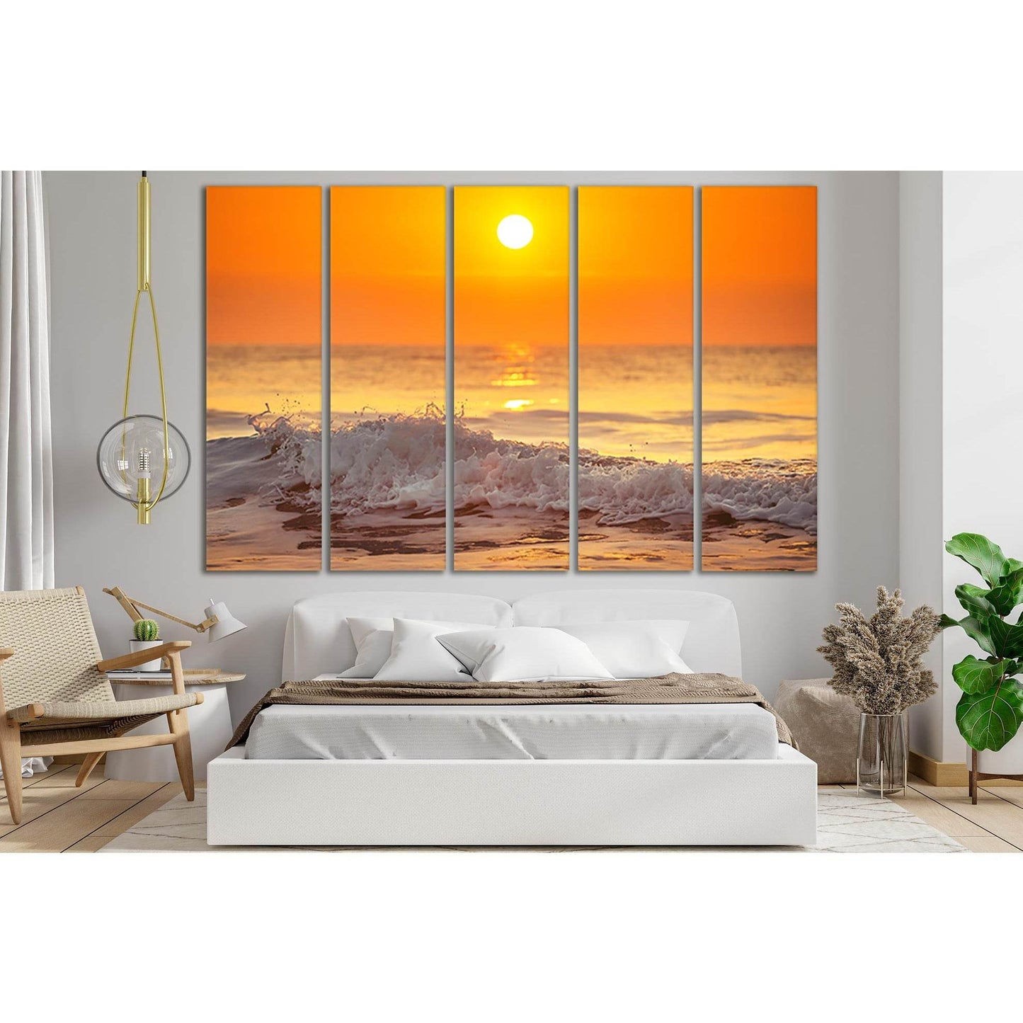 Sea Sun And White Wave №SL286 Ready to Hang Canvas Print - Zellart Canvas Prints 0new, ALL_Products, SUNRISE & SUNSET WALL ART