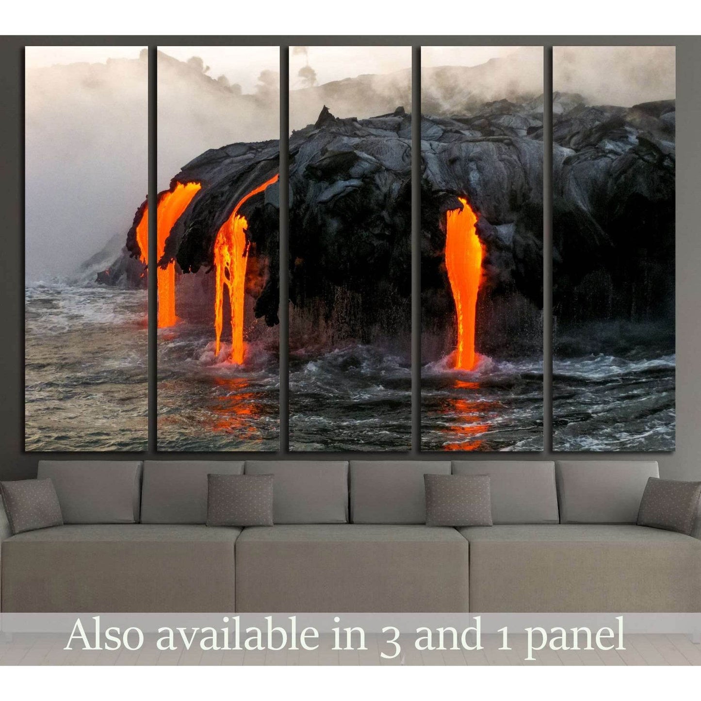 Sea view of Kilauea Volcano in Big Island, Hawaii №3147 Ready to Hang Canvas Print - Zellart Canvas Prints ALL_Products, s-3147