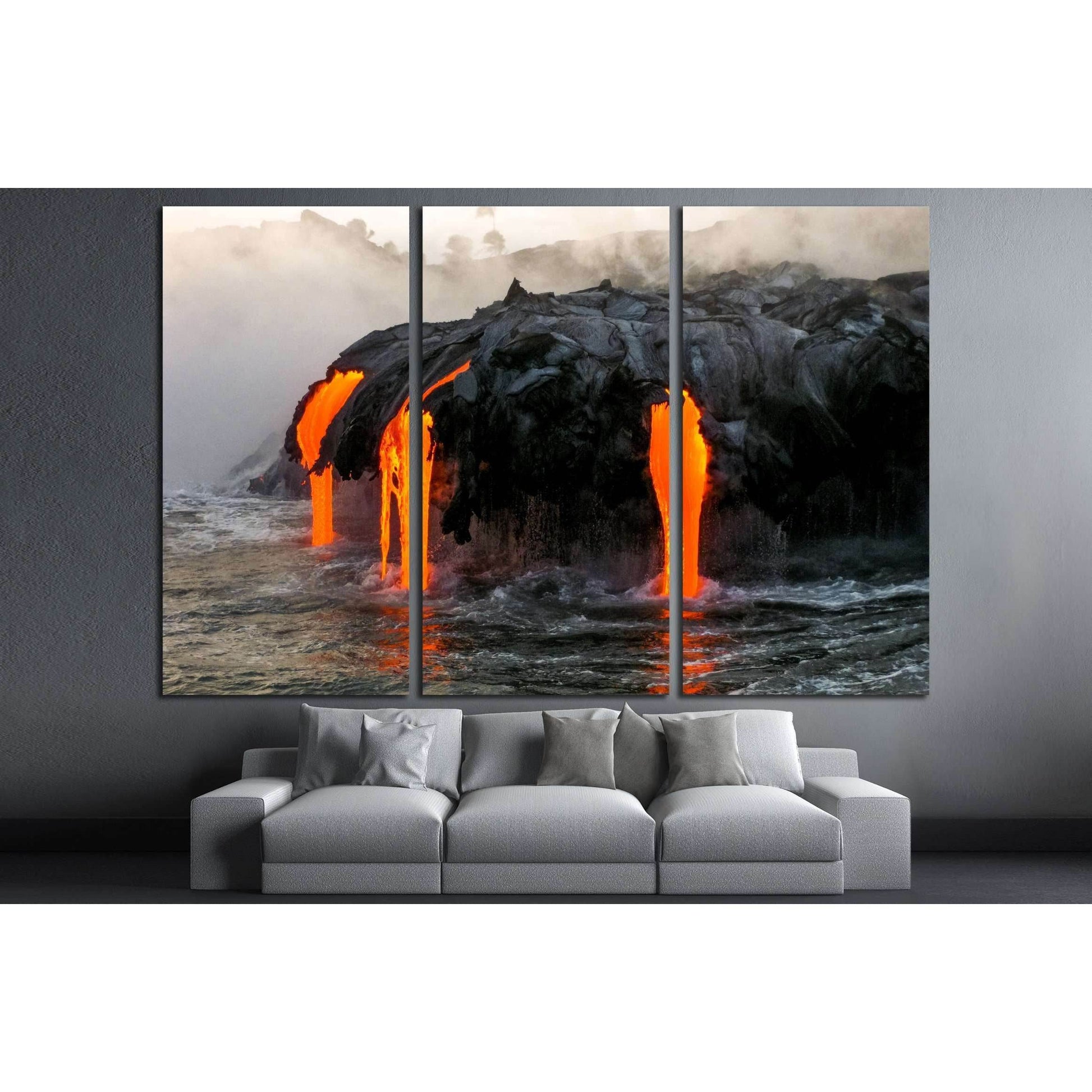 Sea view of Kilauea Volcano in Big Island, Hawaii №3147 Ready to Hang Canvas Print - Zellart Canvas Prints ALL_Products, s-3147