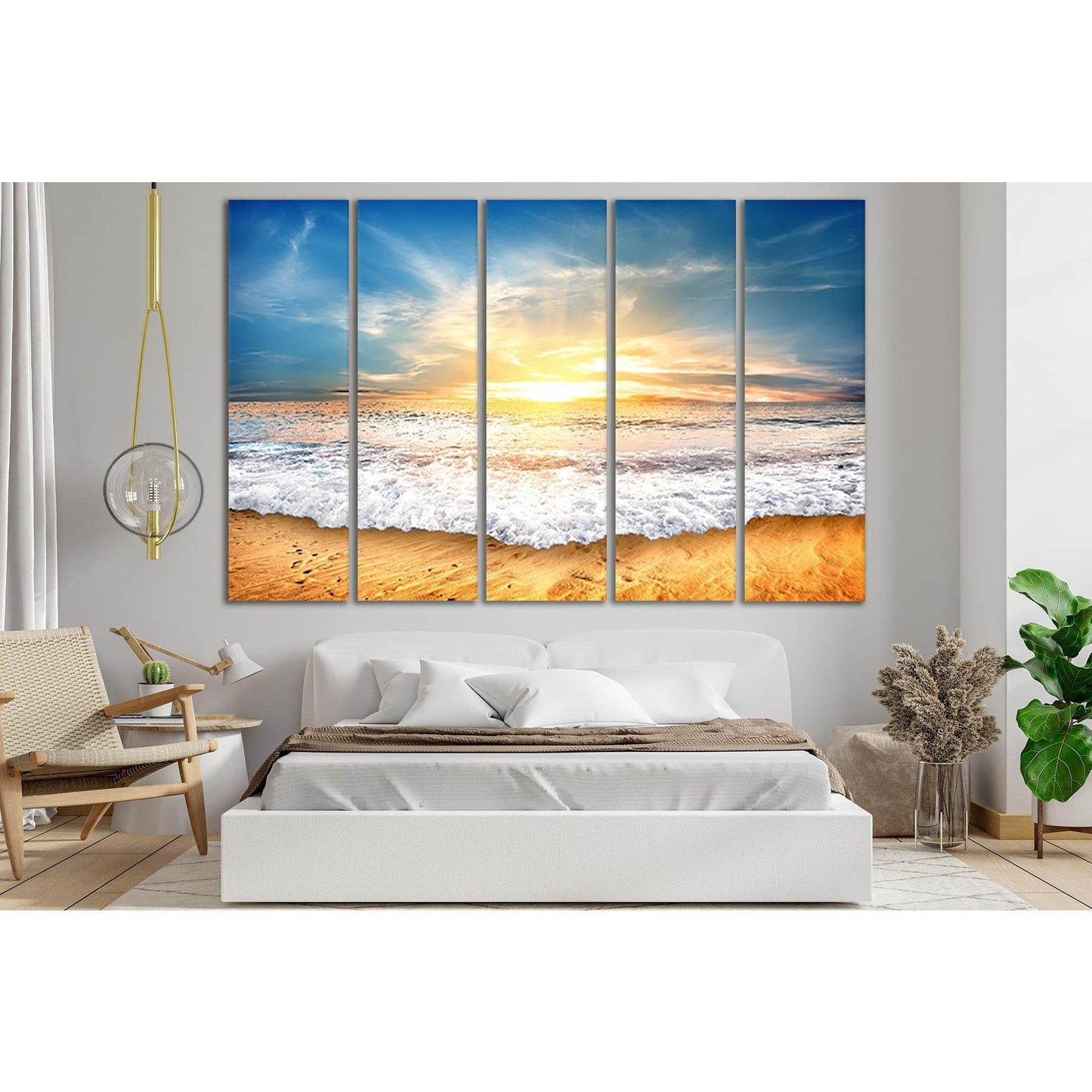 Sea Wave Sky Dawn №SL226 Ready to Hang Canvas Print - Zellart Canvas Prints 0new, ALL_Products, SUNRISE & SUNSET WALL ART