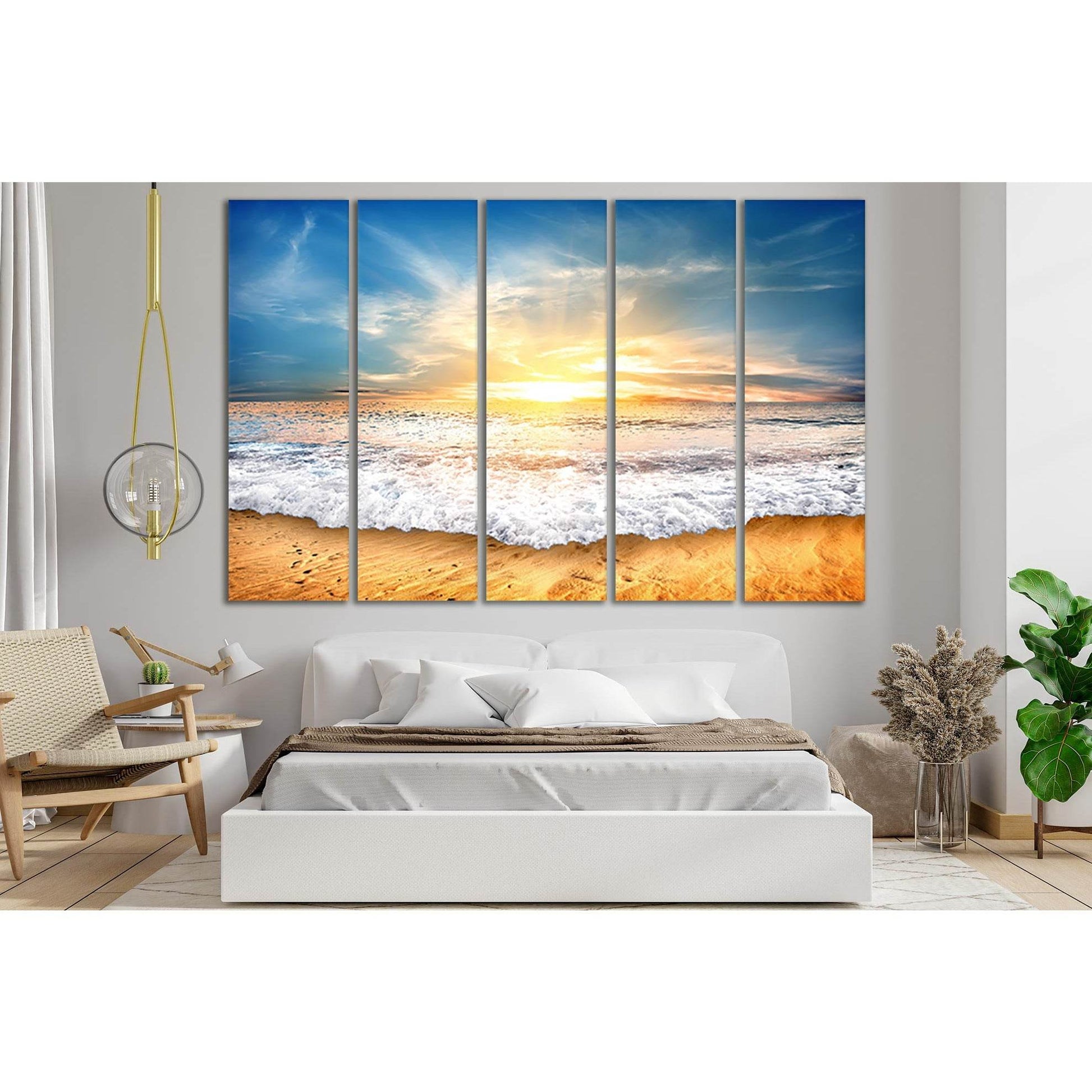 Sea Wave Sky Dawn №SL226 Ready to Hang Canvas Print - Zellart Canvas Prints 0new, ALL_Products, SUNRISE & SUNSET WALL ART