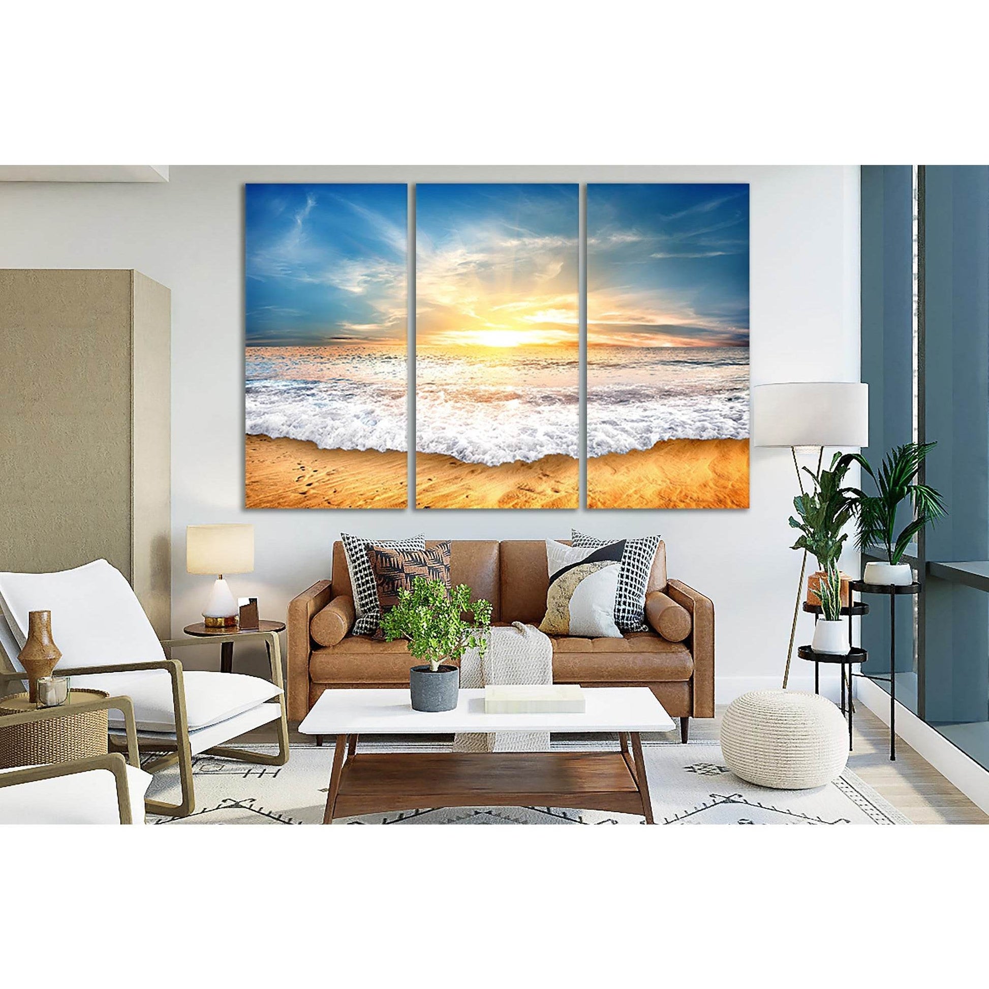 Sea Wave Sky Dawn №SL226 Ready to Hang Canvas Print - Zellart Canvas Prints 0new, ALL_Products, SUNRISE & SUNSET WALL ART