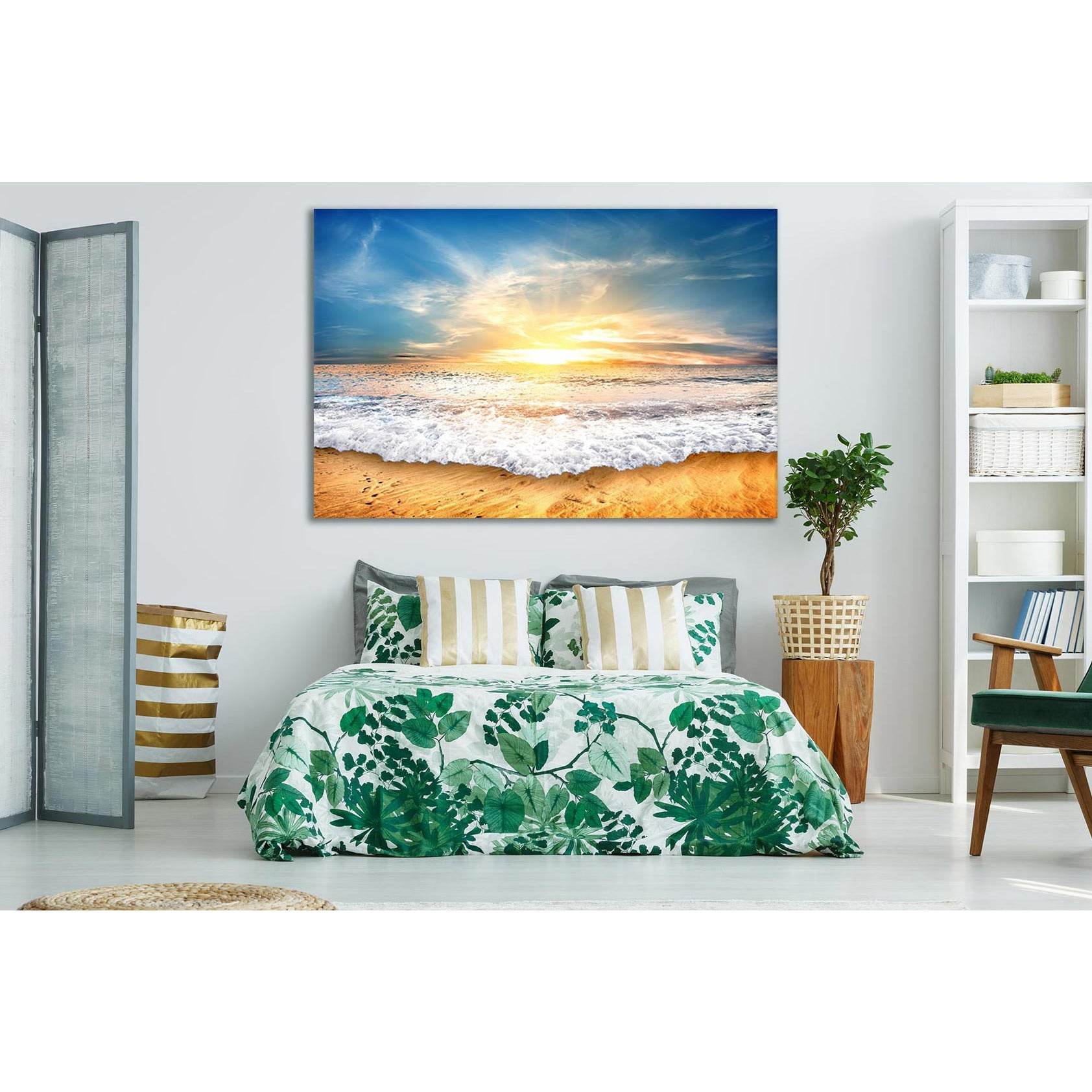 Sea Wave Sky Dawn №SL226 Ready to Hang Canvas Print - Zellart Canvas Prints 0new, ALL_Products, SUNRISE & SUNSET WALL ART