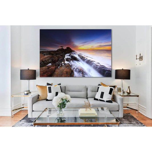 Seashore Waves Sunset №SL192 Ready to Hang Canvas Print - Zellart Canvas Prints 0new, ALL_Products, Beach Ocean & Waves