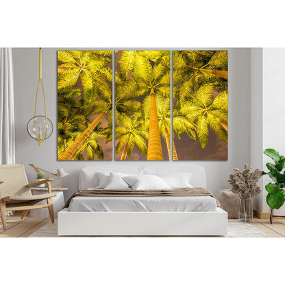 Seasons Autumn Palm Trees №SL1070 Ready to Hang Canvas Print - Zellart Canvas Prints 0new, ALL_Products, Trees Wall Art