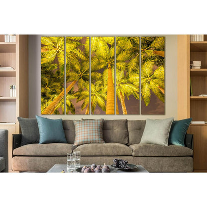 Seasons Autumn Palm Trees №SL1070 Ready to Hang Canvas Print - Zellart Canvas Prints 0new, ALL_Products, Trees Wall Art
