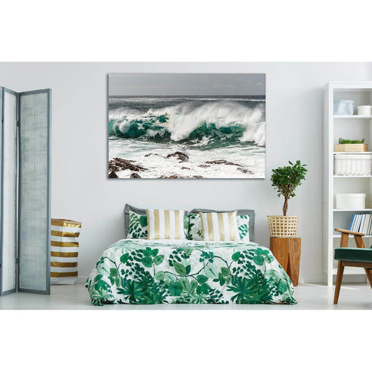Seawaves Crashing On Shore №SL75 Ready to Hang Canvas Print - Zellart Canvas Prints 0new, ALL_Products, Beach Ocean & Waves