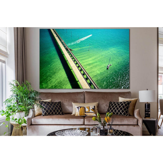 Seven Mile Bridge №SL1113 Ready to Hang Canvas Print - Zellart Canvas Prints 0new, ALL_Products, Bridges Wall Art