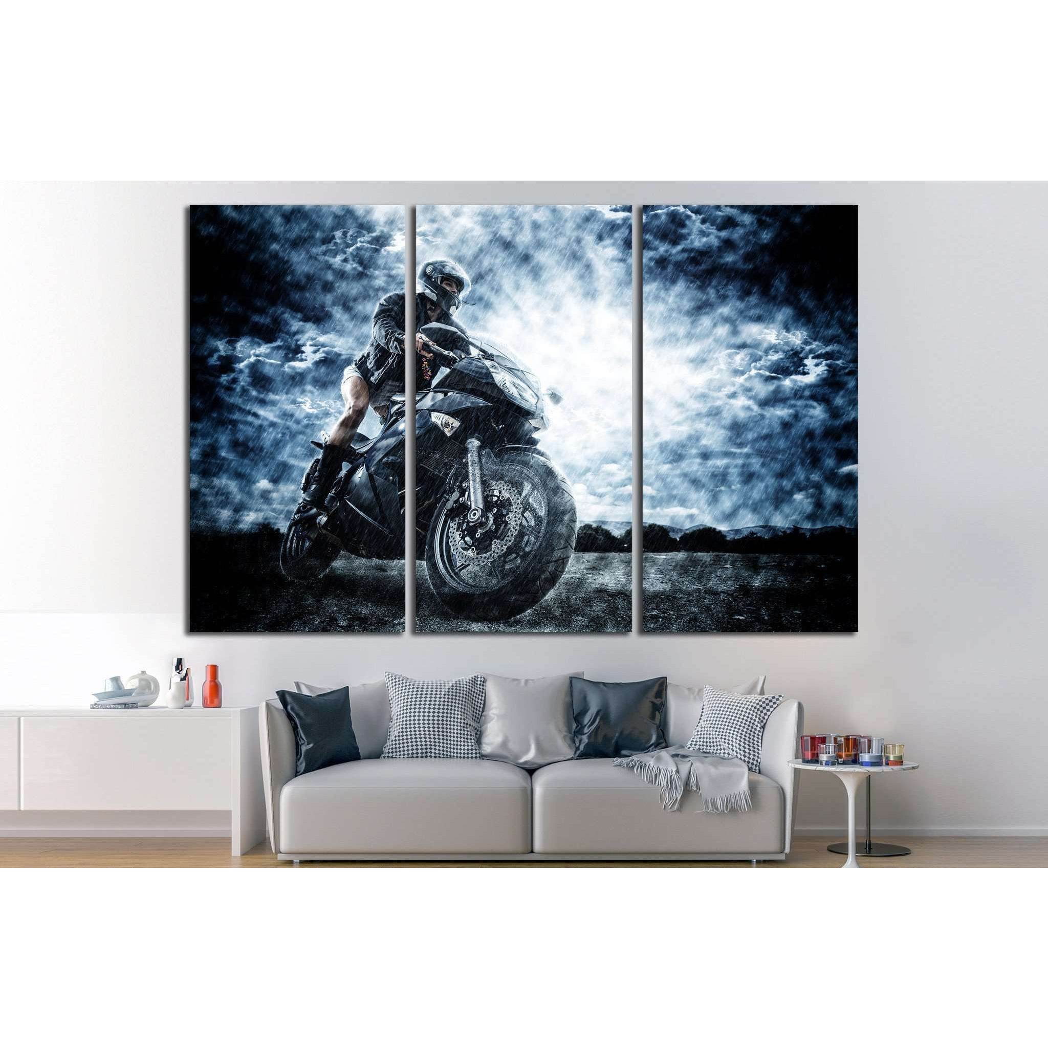 Sexy motorbike female rider №1869 Ready to Hang Canvas Print