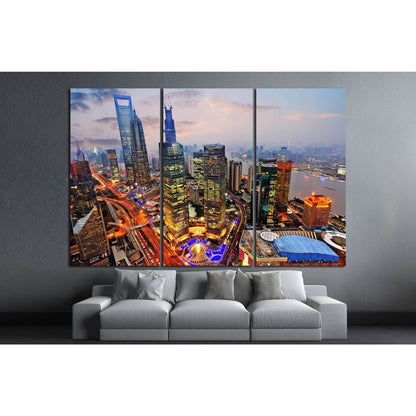 Shanghai lujiazui financial center, huangpu river №1160 Ready to Hang Canvas Print - Zellart Canvas Prints ALL_Products, s-1160