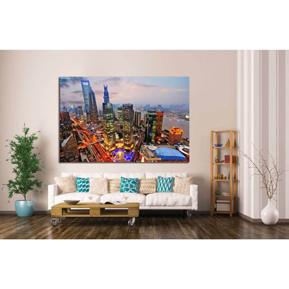 Shanghai lujiazui financial center, huangpu river №1160 Ready to Hang Canvas Print - Zellart Canvas Prints ALL_Products, s-1160