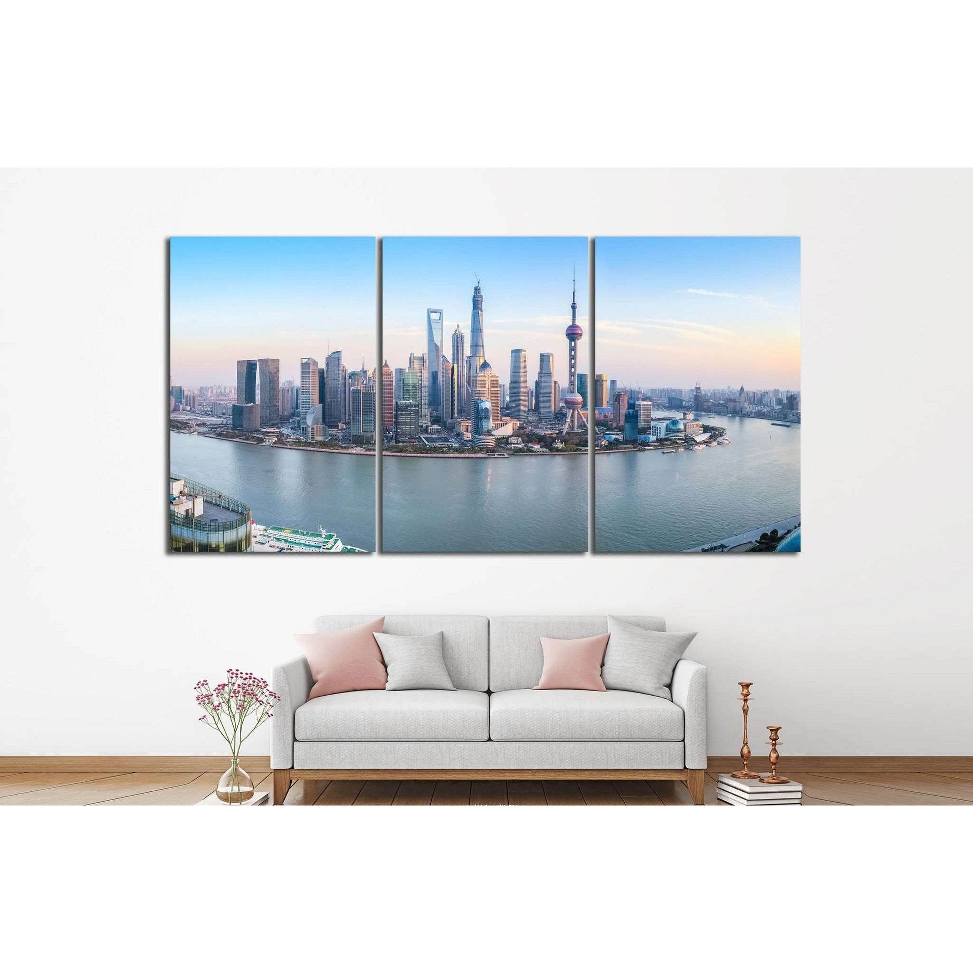 shanghai skyline №582 Ready to Hang Canvas Print - Zellart Canvas Prints ALL_Products, s-582