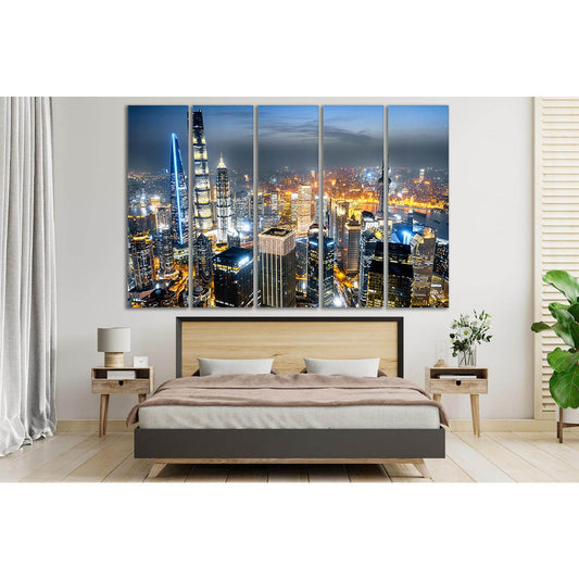 Shanghai Skyline Panorama In Sunset №SL377 Ready to Hang Canvas Print - Zellart Canvas Prints 0new, ALL_Products, Cityscapes & Skylines