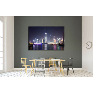 Shanghai skyline with the Pearl Tower, China №2221 Ready to Hang Canvas Print - Zellart Canvas Prints ALL_Products, s-2221