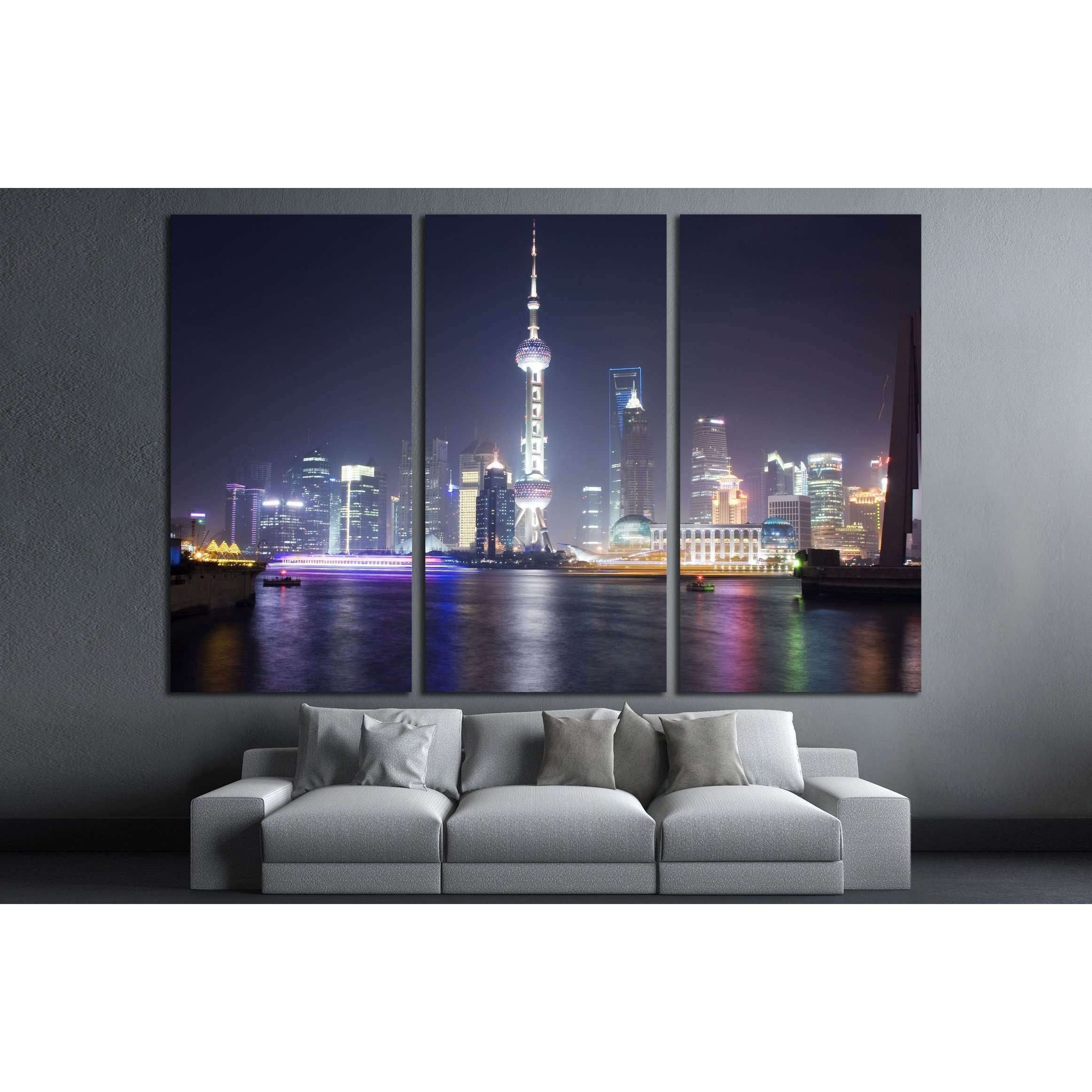 Shanghai skyline with the Pearl Tower, China №2221 Ready to Hang Canvas Print