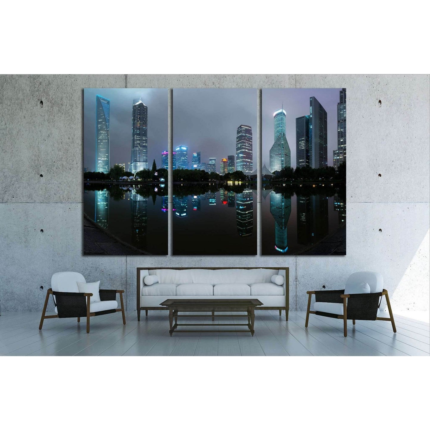 Shanghai skyscraper buildings, China №1570 Ready to Hang Canvas Print - Zellart Canvas Prints ALL_Products, s-1570