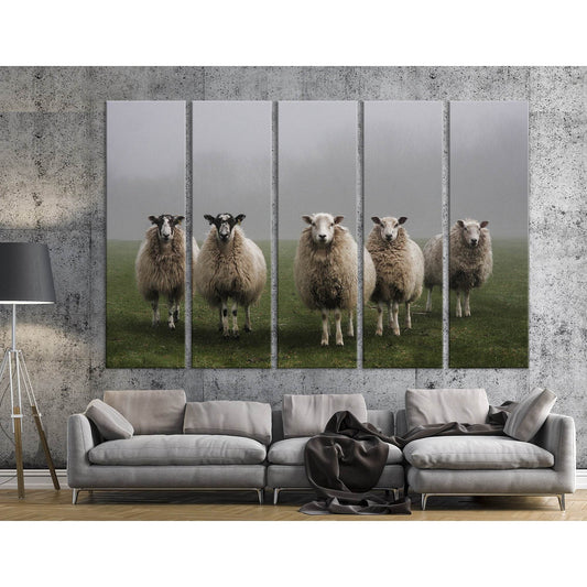 Sheeps In A Field On A Misty Morning In Dorset. №04248 Ready to Hang Canvas Print - Zellart Canvas Prints ALL_Products