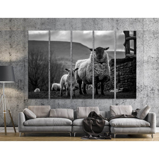 Sheeps In The Herefordshire Countryside №04230 Ready to Hang Canvas Print - Zellart Canvas Prints ALL_Products