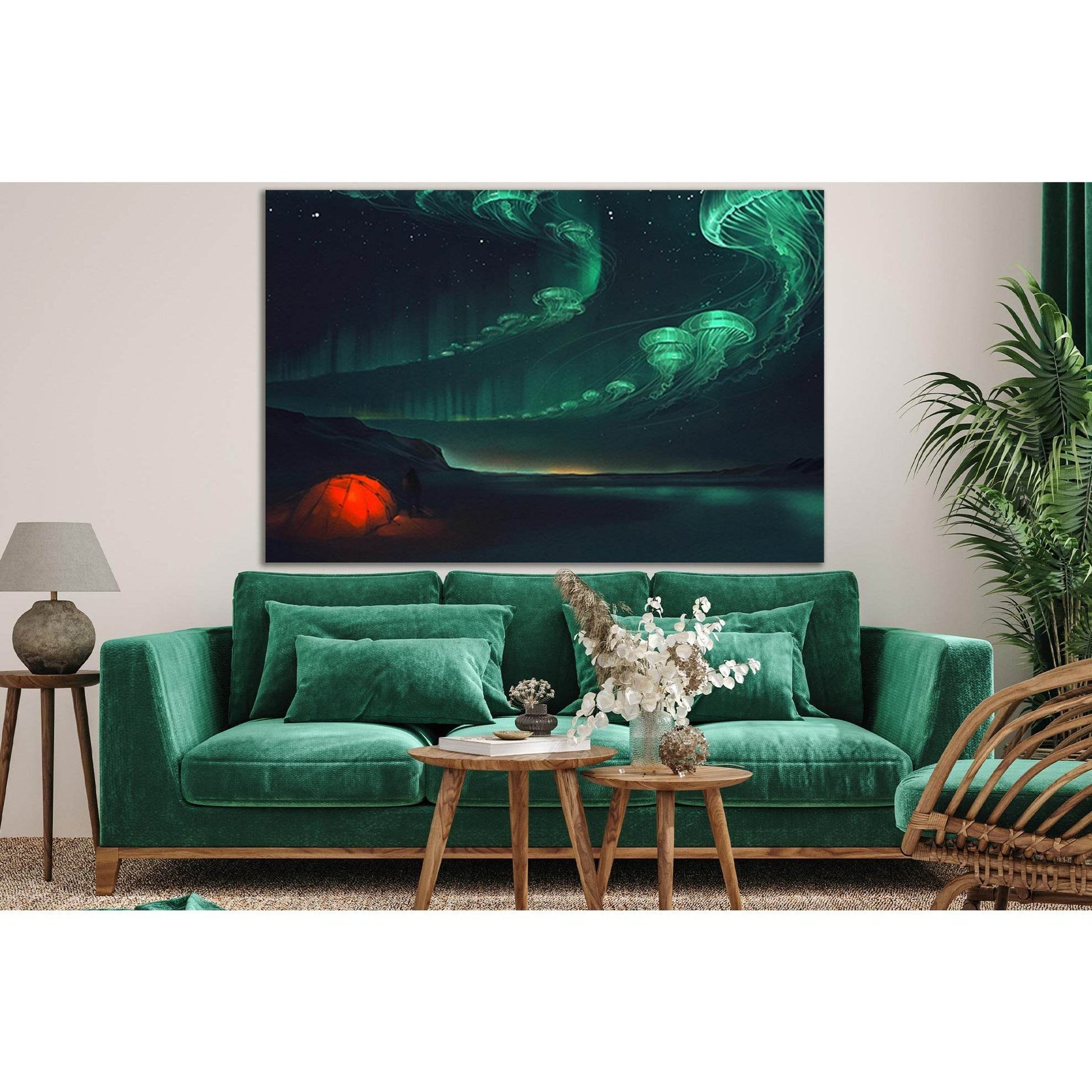 Shining Jellyfish In The Sky №SL1277 Ready to Hang Canvas Print - Zellart Canvas Prints 0new, ALL_Products, Fantasy And Sci Fi Wall Art