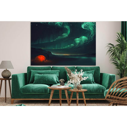 Shining Jellyfish In The Sky №SL1277 Ready to Hang Canvas Print - Zellart Canvas Prints 0new, ALL_Products, Fantasy And Sci Fi Wall Art